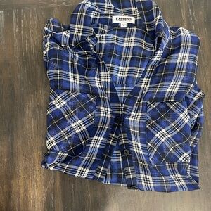 Express Portofino Sheer Plaid Shirt